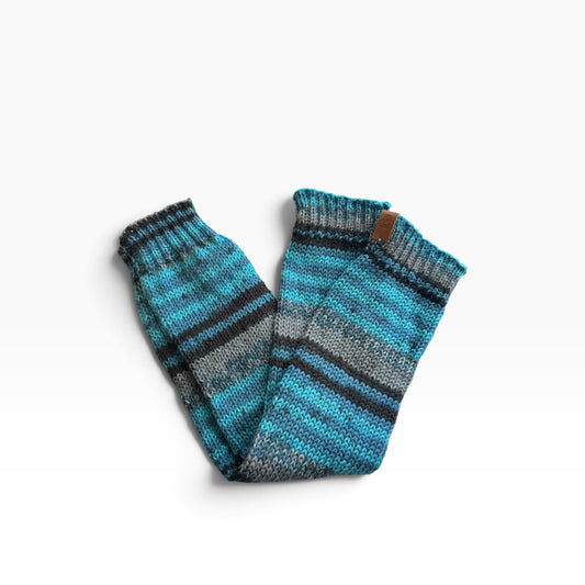 Pitkät säärystimet Siniraita -Lahja ja Sisustus Juuttisäkki